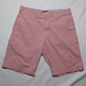 BANANA REPUBLIC mens RED white COTTON shorts STRIPED flat front SIZE 33